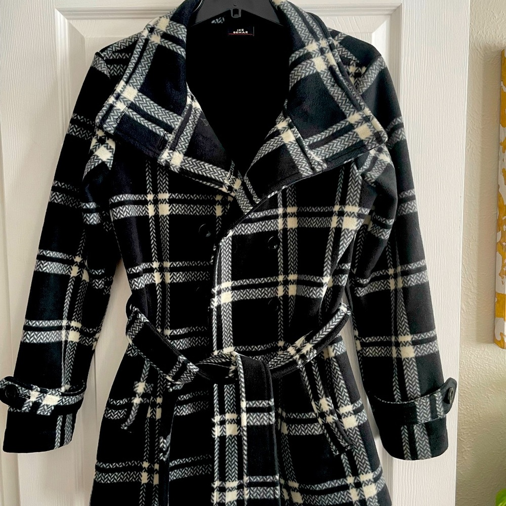 Ike Behar black/ white plaid jacket Size M